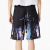 Li-Ning Skateboard Series Color-Block City Street Print Mid-Waist Zip Straight Casual Shorts Men Bottoms Black AKSS121-2