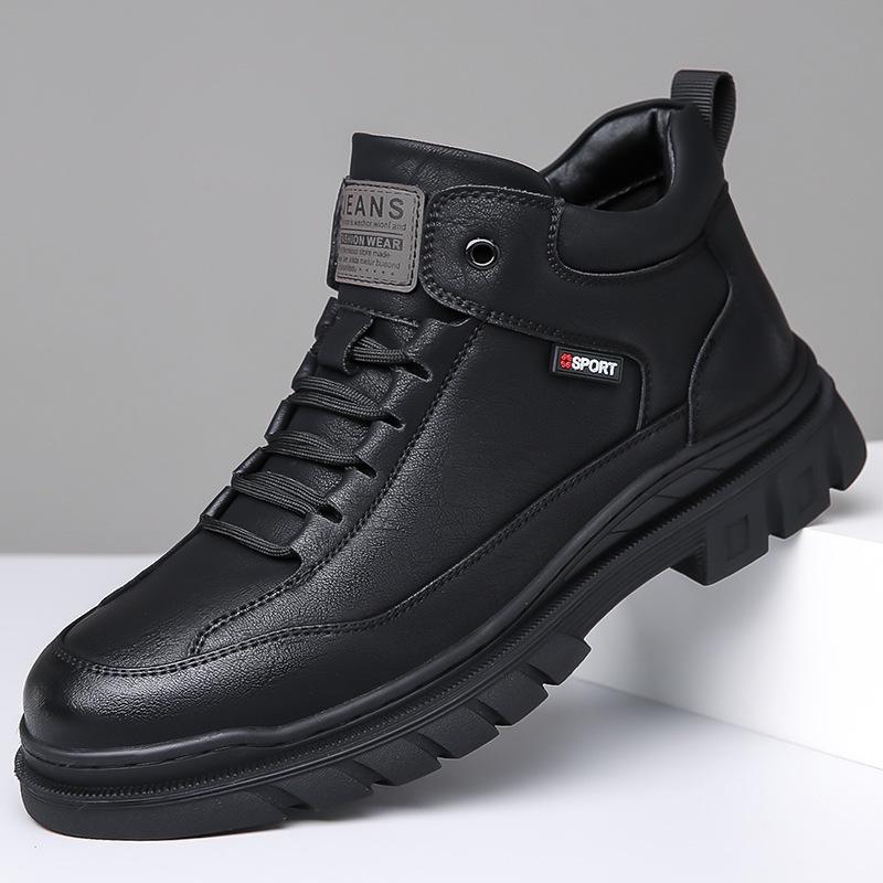 Cotton shoes men s winter velvet thickened shoes business casual dad platform shoes non-slip middle-aged warm wool leather shoes 38