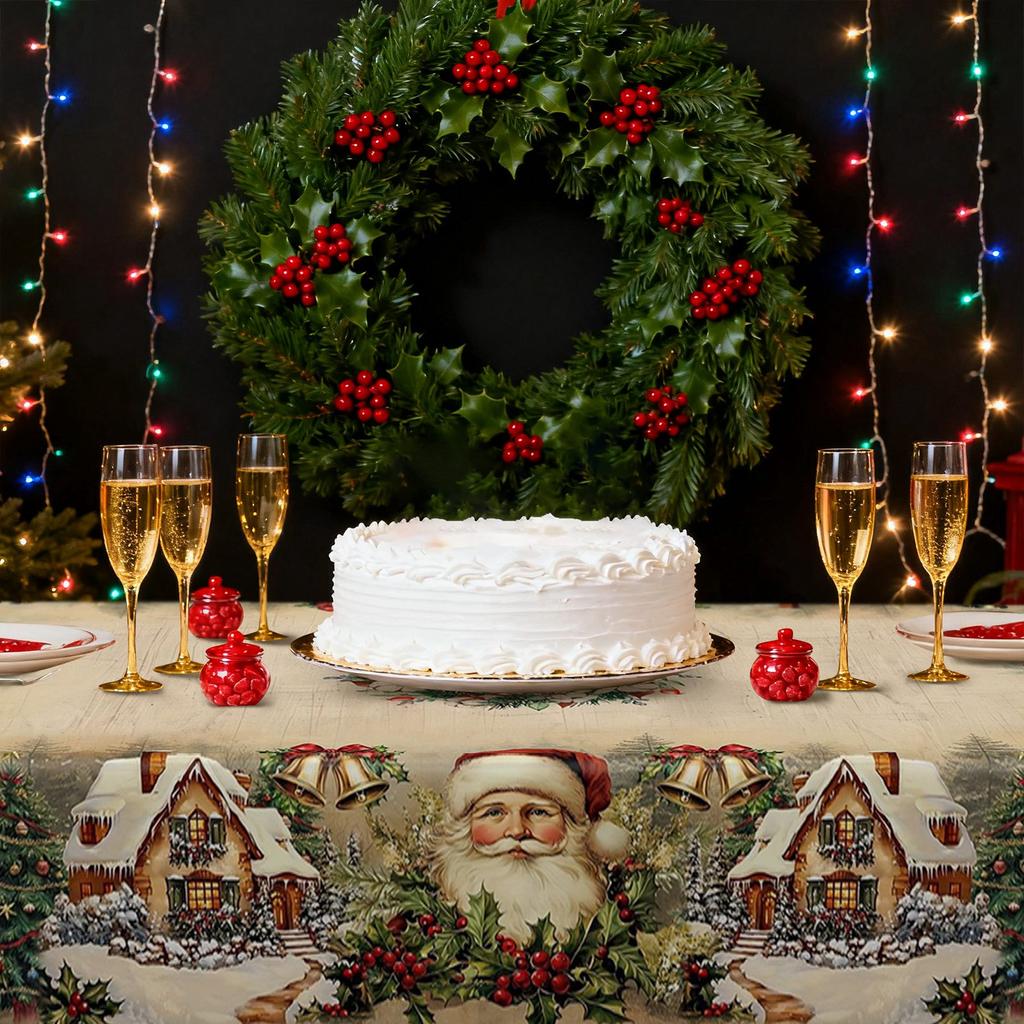 Weihnachten Kurzer Plüsch Rechteckiger Tischdecke,Staubdichte Weihnachts-Tischdecke,Wohnzimmer Dekorative Tischdecke,Party Dekorationen