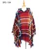 Women's Plaid Hooded Cape Ponchos Sweater Knitted Versatile Lightweight Warm Shawl Wrap Scarf Cape Poncho Pullover Cardigan Wrap Sweaters for Women
