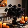 Fiori Artificiali Rosa di Seta Neri Realistici con Gambi Lunghi per Centrotavola Matrimonio, Decorazioni Floreali Durevoli per Casa Halloween, Composizioni Artificiali