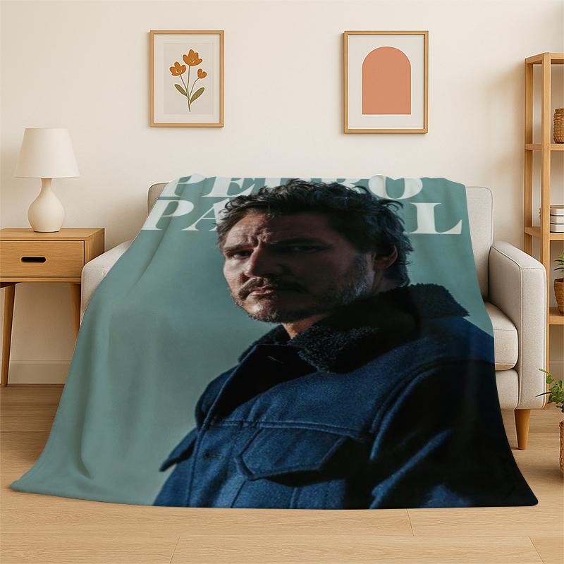 Fashion Pedro Pascal Star Flannel Blanket Soft Warm Throw Blanket for Bedroom Living Room Bed Travel Camping Picnic Gift Kids