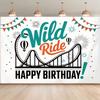 Fundal 2D Roller Coaster „Wild Ride La Mulți Ani” cu Elemente de Târg de Distracții