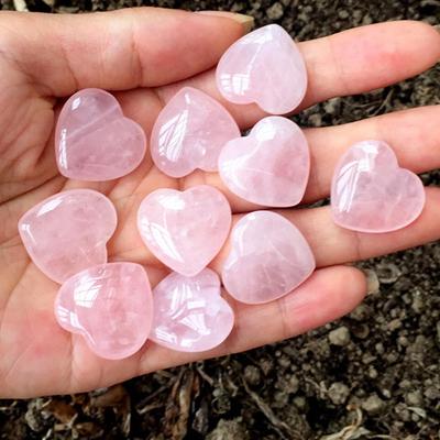 10 Stück Rosenquarz Herz Naturkristall Polierte Steine, Valentinstagsgeschenk für Frauen