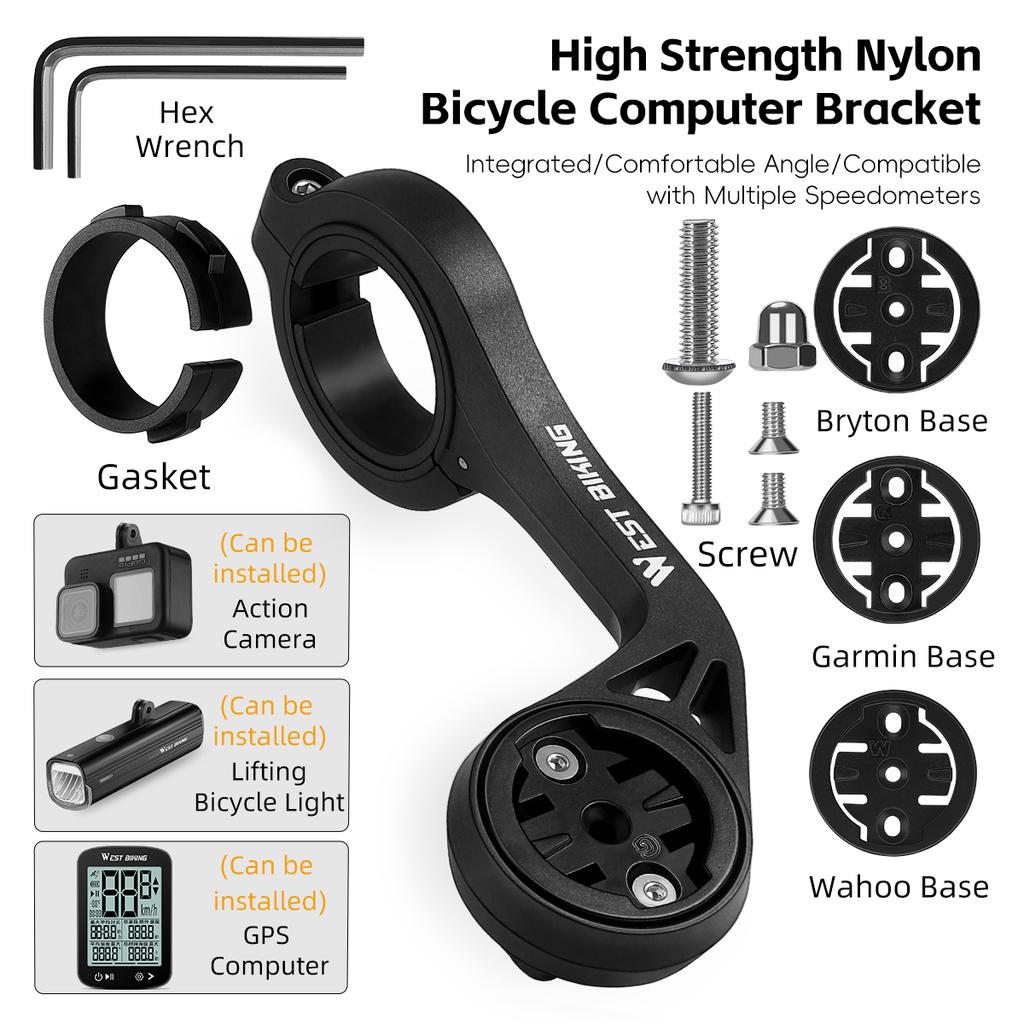 WEST BIKING Fahrradlenker Computerhalterung Nylon Halterung MTB Rennrad Lenkerverlängerung Basis für Garmin Bryton Wahoo