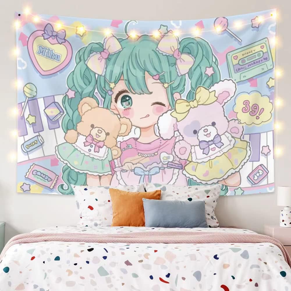 Large Kawaii Anime Tapestry Wall Decor My Melody Cute Cartoon Art Print for Nursery Room Bedroom Hanging Cloth 180x230cm