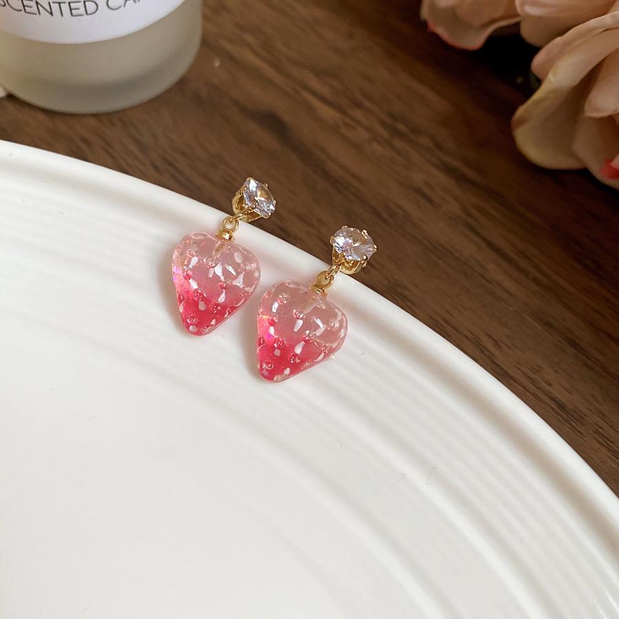 Sterling Silver Needle Earrings: Summer Sweet Strawberry, Cherry & Grape - Cute, Fresh, Versatile Ear Accessories