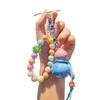 Keychain Macaron Color Beads Portable Anti-Lost Mobile Phone Chain Gourd Design Key Chain Bag Hanger Backpack Accessory