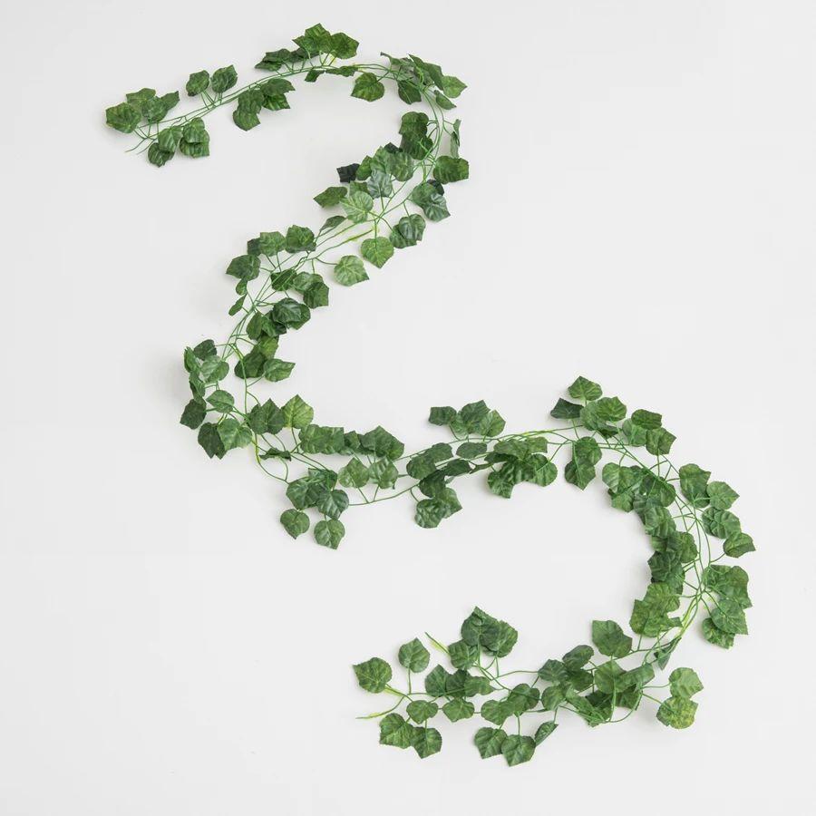 210Cm Green Silk Artificial Hanging Christmas Garland Plants Vine Leaves Diy Home table Wedding Party Bathroom Garden Decoration
