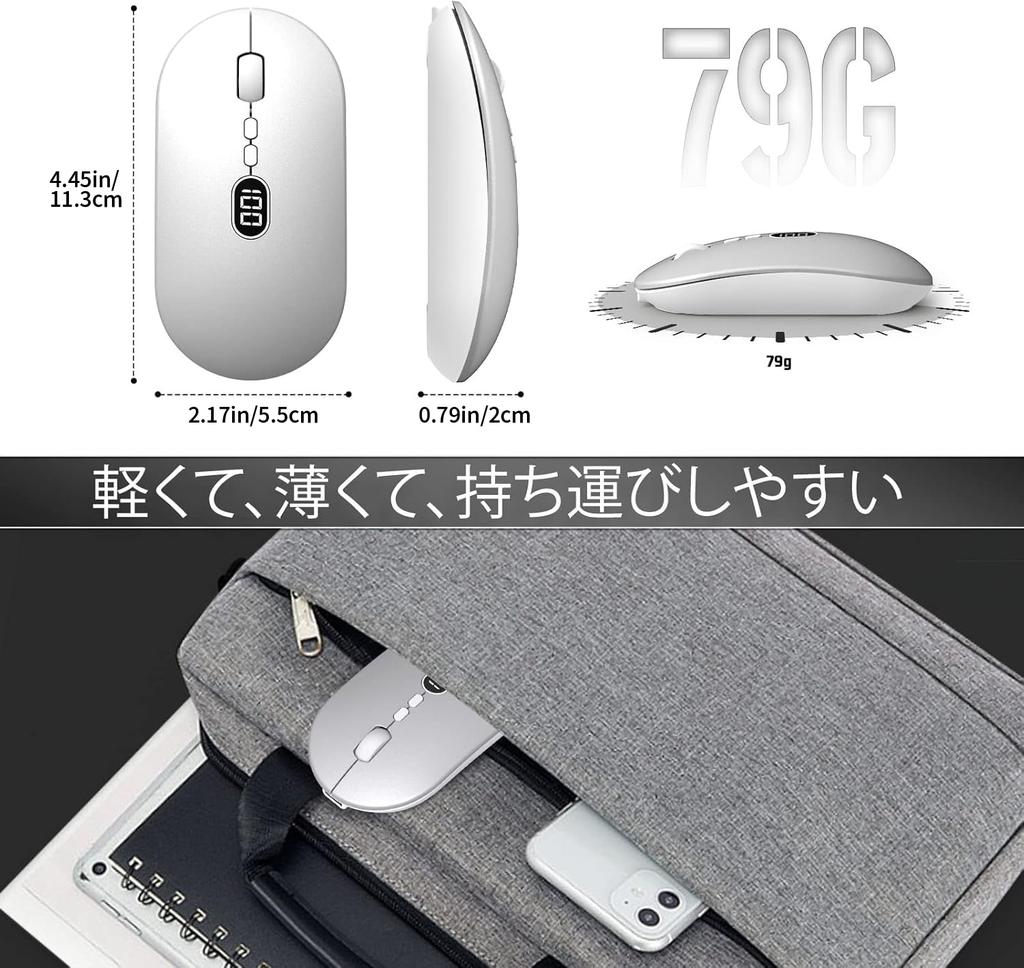 MAMBASNAKE X1 Wireless Mouse, 2.4GHz [Ultra-Slim Model, High Precision and Sensitivity], Quiet Click, Type-C Rechargeable, Power Indicator Screen,