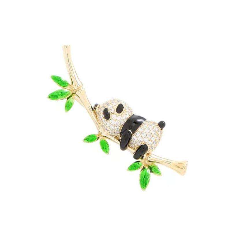 Cute Panda Brooch Female High-End Niche Animal Brooch Anti-Light Bamboo Pin Clothing Accessories