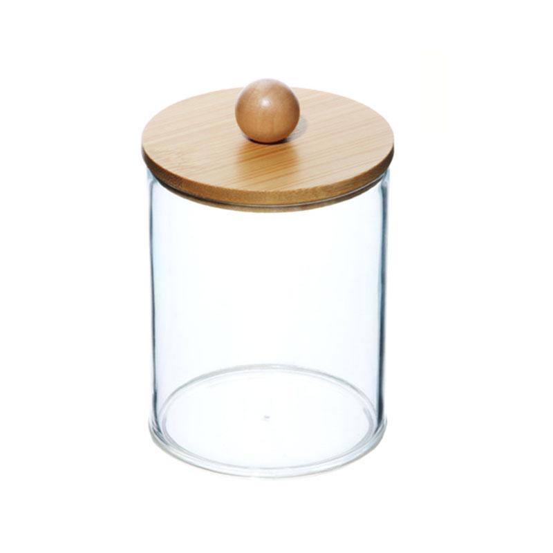 265AS14D Pack Qtip Dispenser Apothecary Jars Bathroom Jar 10 Oz Black Plastic Holder Storage Box for Cotton Ball, Swab Cotton