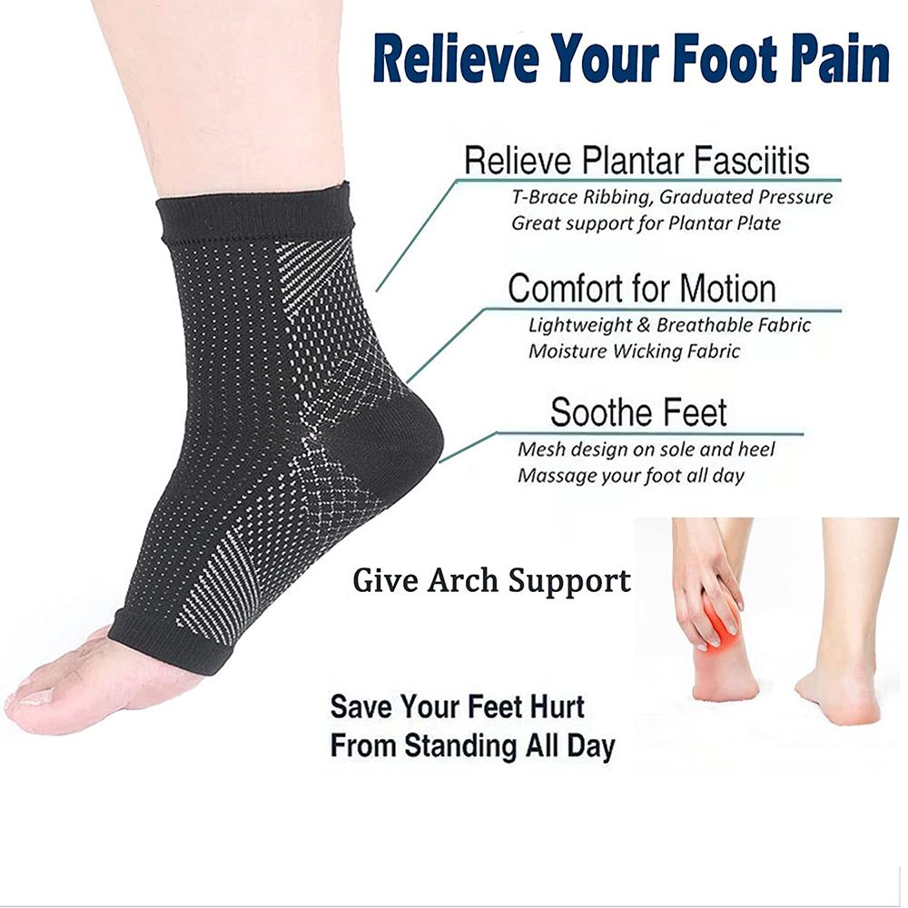 2 Pairs of Fasciitis Socks for Women and Men for Arch & Heel Pain Relief
