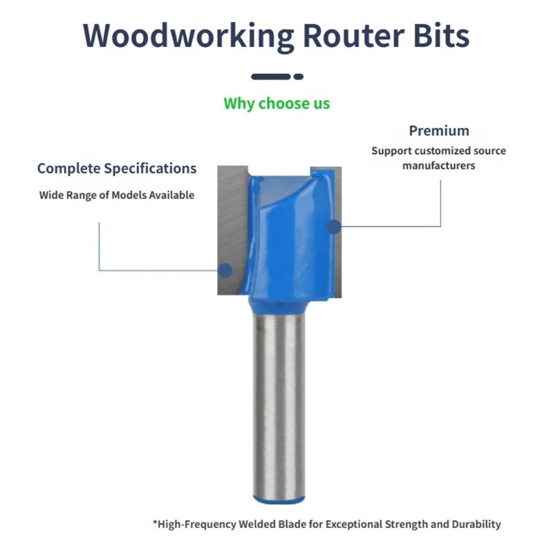 Blue Coated 8mm Shanks Router Bit 7Pieces Kit Wood Cutting Equipment For Wood Carving And Slot Cutting