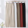 Women's Plus Size High Waist Cropped Wide Leg Pants – Elastic Waist Stretchy Polyester Trousers (Sizes XL-6XL)