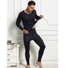 Tangge Set Intimo Termico da Uomo in Maglia di Seta di Gelso a Doppio Lato - Tinta Unita per l'Autunno