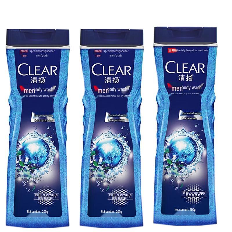 Гель для душа Clear Men Icy Cool Balance с контролем жирности, 3 x 200 г