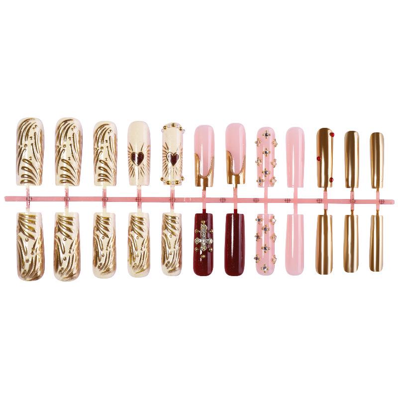 24-Piece Metal Cross Nail Tips: European/American Style Wearable Nail Art Stickers