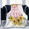 Cute Sunflower Pig Blanket Flannel Sofa Throw Blanket Super Soft for Home Bedroom Office Throws Bedspread Quilt