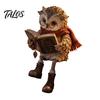 Retro Owl Figurine Vintage Reading Figurine, Holding Book Shelf Sitter, Round Glasses Desktop Statue for Bookshelf, Mantel, Home, Office, Gift Reader