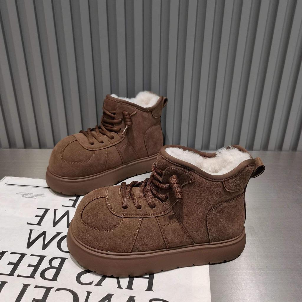 Botas de Neve de Algodão para Meninas com Cabeça Grande de Capivara e Veludo – Sapatos Pão para Todas as Estações 2025