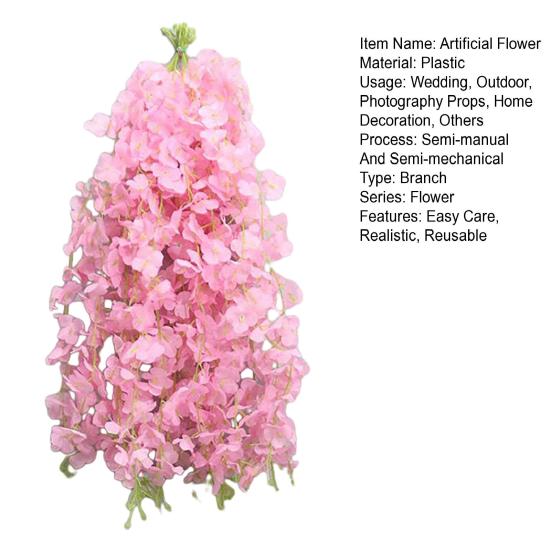 10Pcs Artificial Wisteria Vine Indoor Outdoor Wall Hanging Fake Flower Garland Home Wedding Party Festival Simulated Floral Decoration