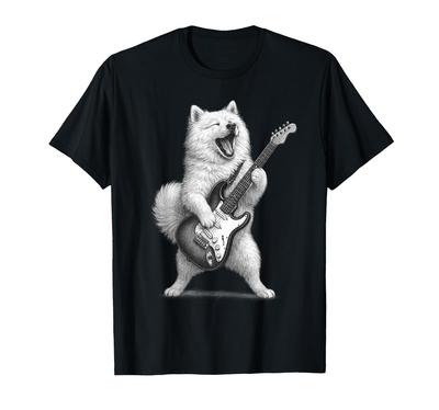 Samoyed Guitar Playing Rock Music Dog Lover T-Shirt