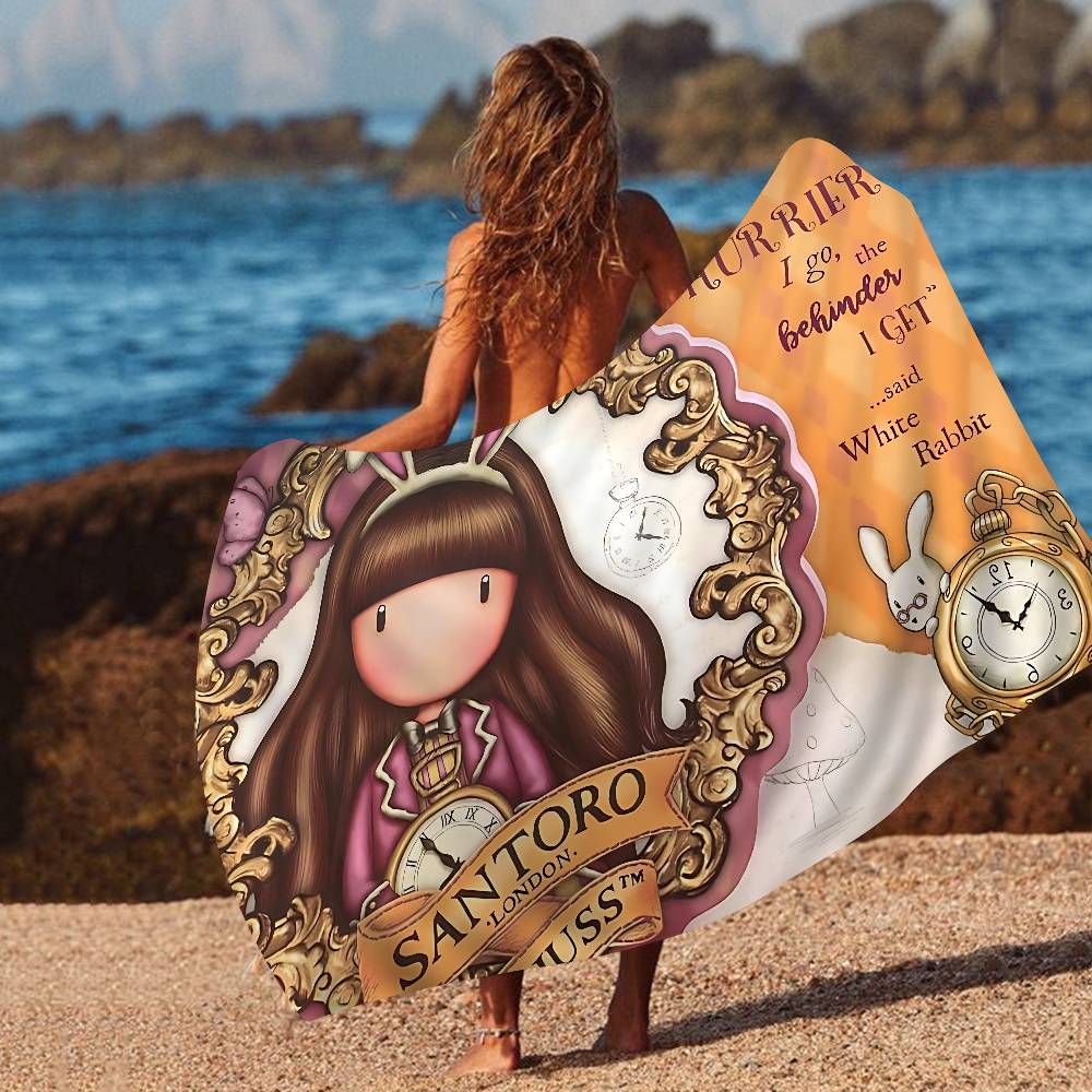 Cute Gorjusses Cartoon S-Santoro Microfiber Blanket Quick Drying Beach Towels Printing Super Absorbent Pool Towel Blanket