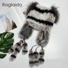 Chapéus de pele de coelho natural para mulheres, abas de orelha, rabos fofos, chapéu de inverno quente e estiloso