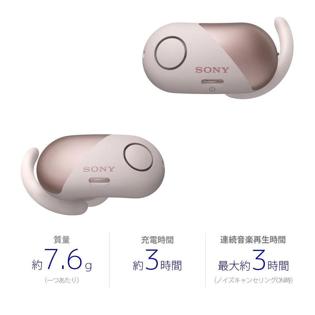 Sony True Wireless Amazon Alexa Bluetooth Separate Left and Right 2018 Pink WF-SP700N Noise-Canceling Earphones Built-in, Compatible, Headphones,