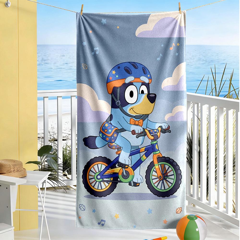 Bluey Beach Towel Super Soft & Absorbent Comfortable Lightweight Suitable for Sports, Travel, Swimming, Yoga, Bathroom, Beach, And Pool