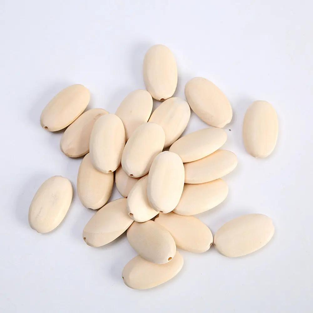 20pcs 33x20mm Big Flat Oval Shape Natural Wood Loose Handcraft Beads for DIY Crafts Woodcraft Jewelry Making Accessories
