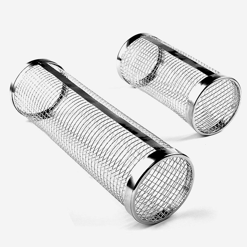Stainless Steel Cylinder Mesh Grill Basket for Vegetables and Fruits
