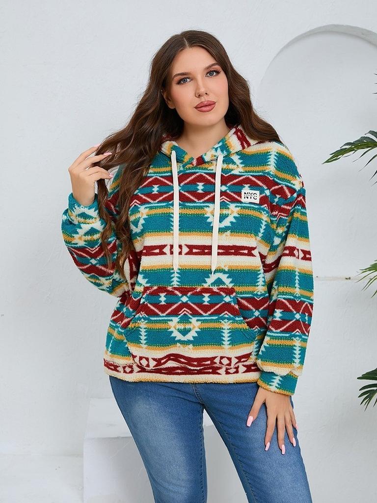 Plus Size Women's Oversized Long Sleeve Fleece Hoodie