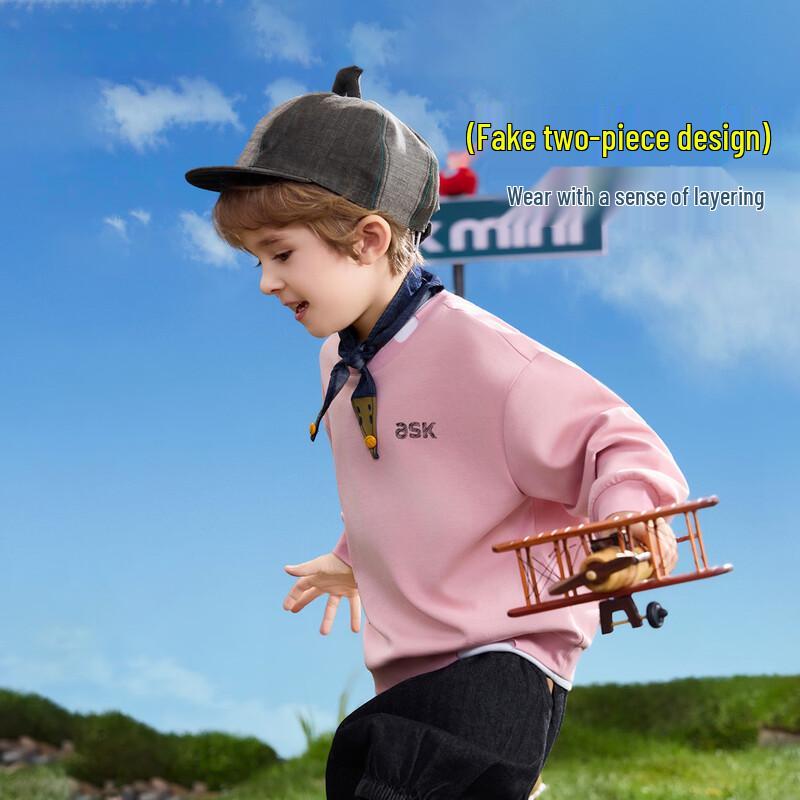 ASK JUNIOR Girls Layered Look Crew Neck Sweatshirt 120