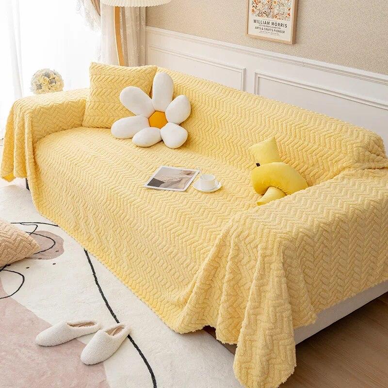 Pluszowa narzuta na sofę do salonu, koc na kanapę, narzuta na sofę, kurz, zabezpieczenie przed zarysowaniem przez kota, pojedynczy, pełny, czterosezonowy