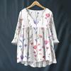 Women's Fashionable And Casual Shirt Long-sleeved V-neck Print Cotton And Linen Blouse