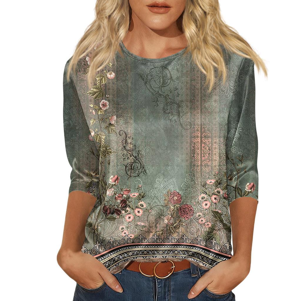 Blouse For Women Dressy 3/4 Long Sleeve Shirts Business Casual Outfit Tops