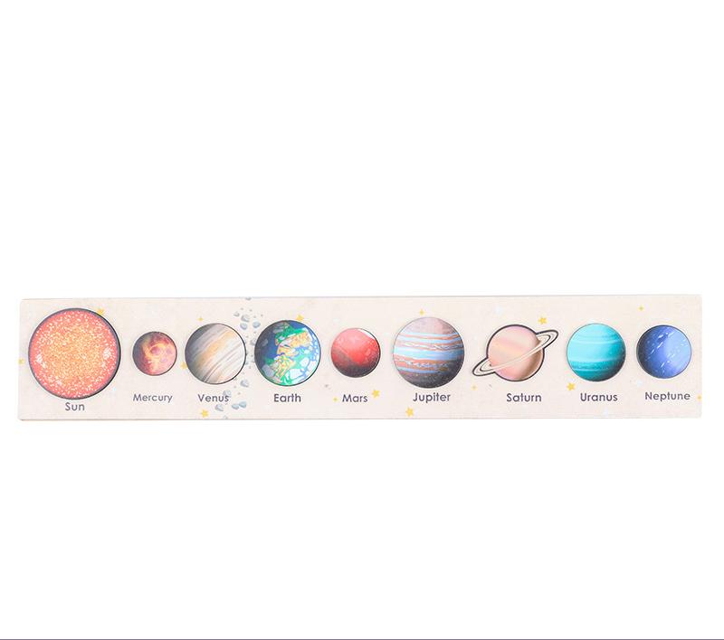 Children Wooden Space Planet Puzzles Montessori Toys Planet Matching Game Jigsaw Tray Universe Solar System Science Learning Toy