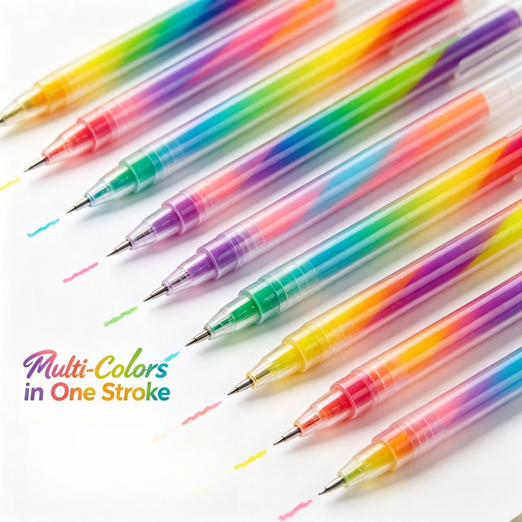 6/18Pcs Rainbow Magic Pens Multi-Color Pen Set Gradient Pens For Journaling Usedfor Art Drawing, Doodling, Greeting Card Diy