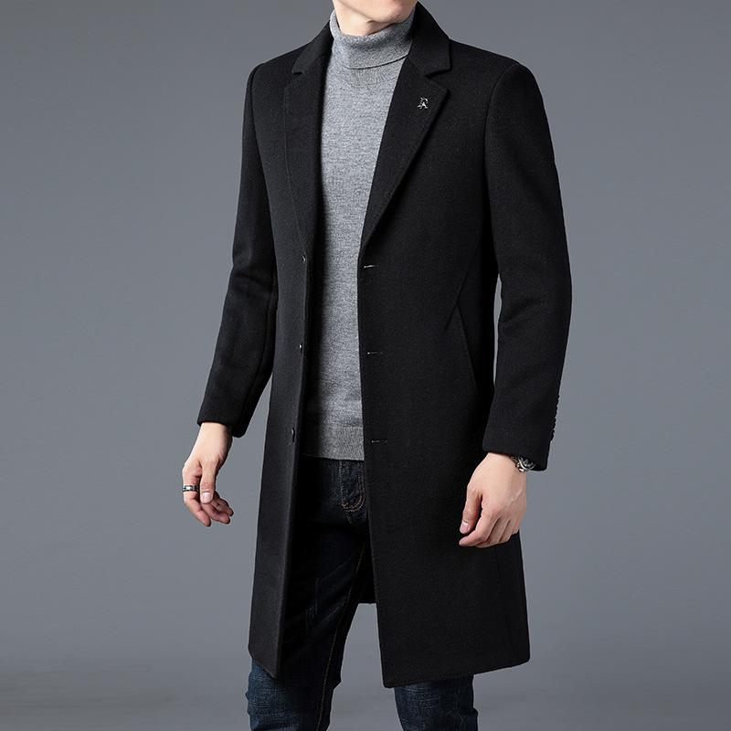 Middle-aged Wool Coat Men's Medium and Long Autumn and Winter Dad Trench Coat Business Casual Jacket