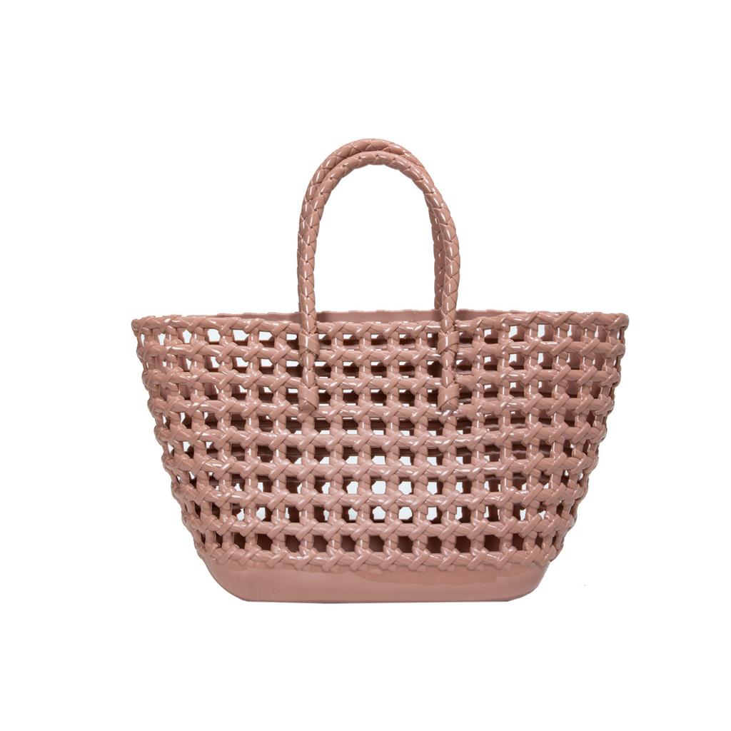 2025 New Macaron Jelly Bag Women's Fashion Versatile Woven Vegetable Basket Bag Hollow Large Capacity Handbag