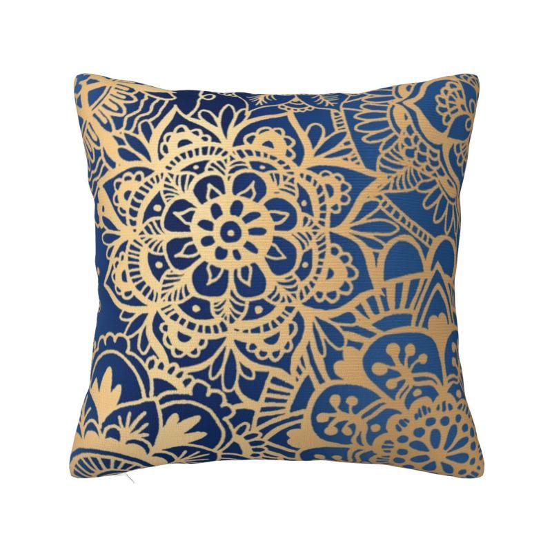 Colorful Lotus Mandala Cushion Cover 40x40cm Velvet Buddhism Flower Throw Pillow Case for Sofa Square Pillowcase Decoration