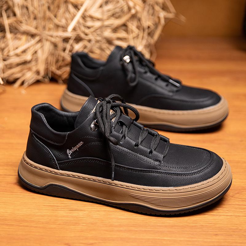 High Quality Brand Men's Genuine Leather Casual Shoes Thick Soles Brown Oxford Shoes Outdoor Men's Hiking Shoes Massage Soles