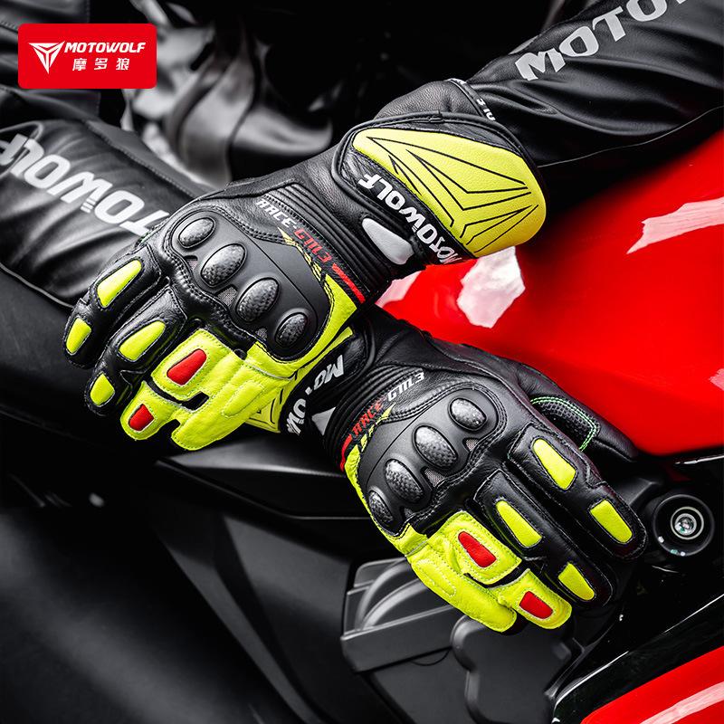 Genuine Leather Motorcycle GM3 Men's Windproof Motorcycle Gloves Gloves Touch screen Long Version Dirt Bike Motocross Racing