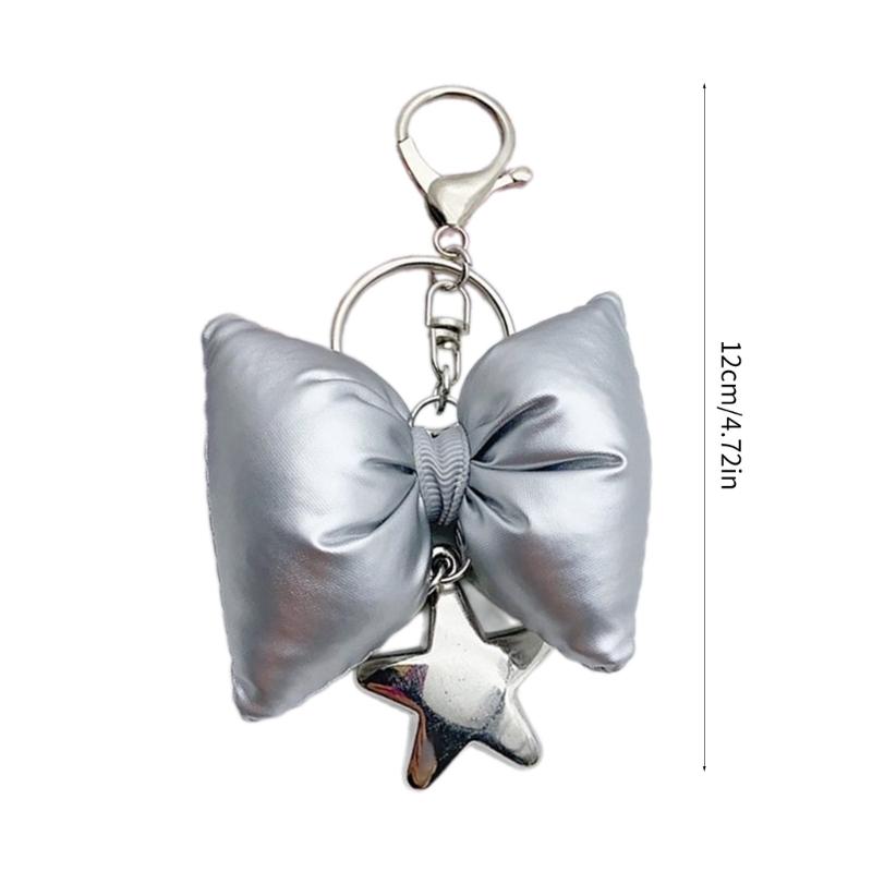 Bowknot Heart Star Charm Keychains Sweet Cute Pendant Hanging Ornament Keyring Backpack Decoration for Women Girls