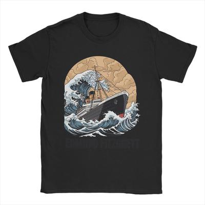 Męskie Koszulki Edmund Fitzgerald Wielki Statek Bawełniane Ubrania Vintage z Krótkim Rękawem Okrągły Dekolt Letnie Koszulki