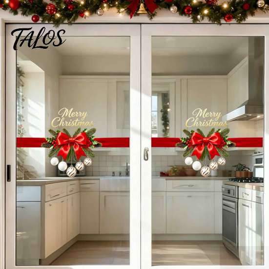 Durable Winter Holiday Decals Gold Merry Christmas Window Clings, Decorative PVC for Reusable Glass Decor Home Decor, Waterproof Removable Stickers