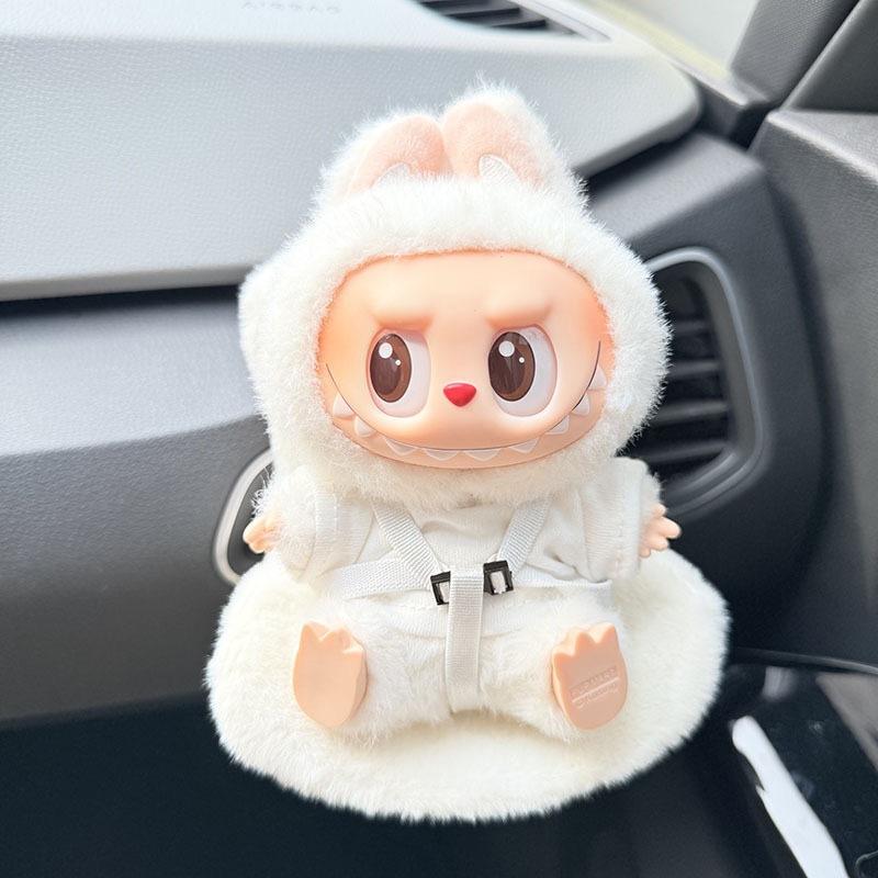 15-17cm Labubu Doll Car Seat Safety Chair Cute Doll Air Vent Clip Aromatherapy Decor High End Vehicle Interior Accessories