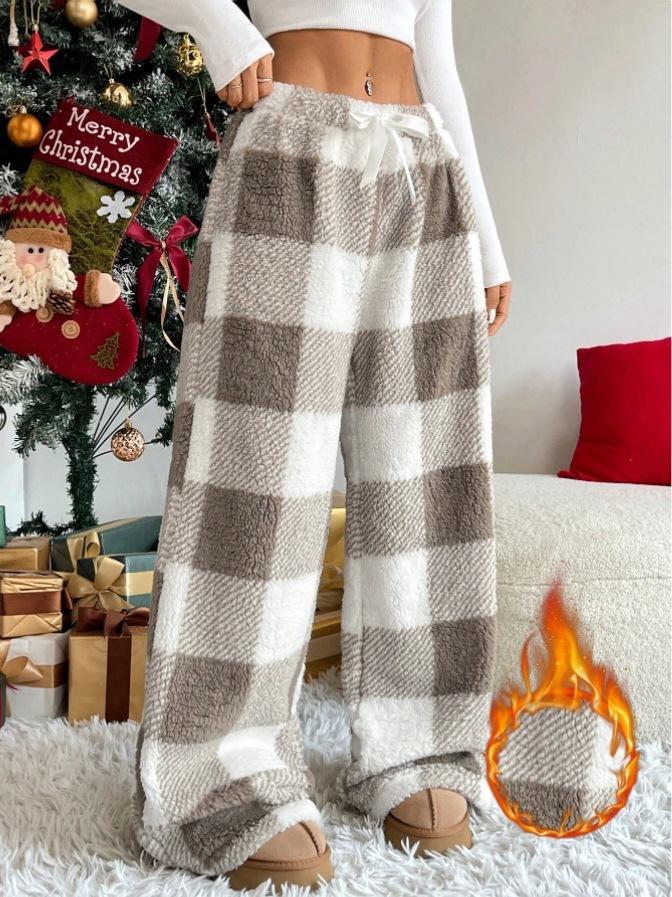Women Leopard Print Wide Leg Pants Elastic Waist Drawstring Casual Loose Long Trousers
